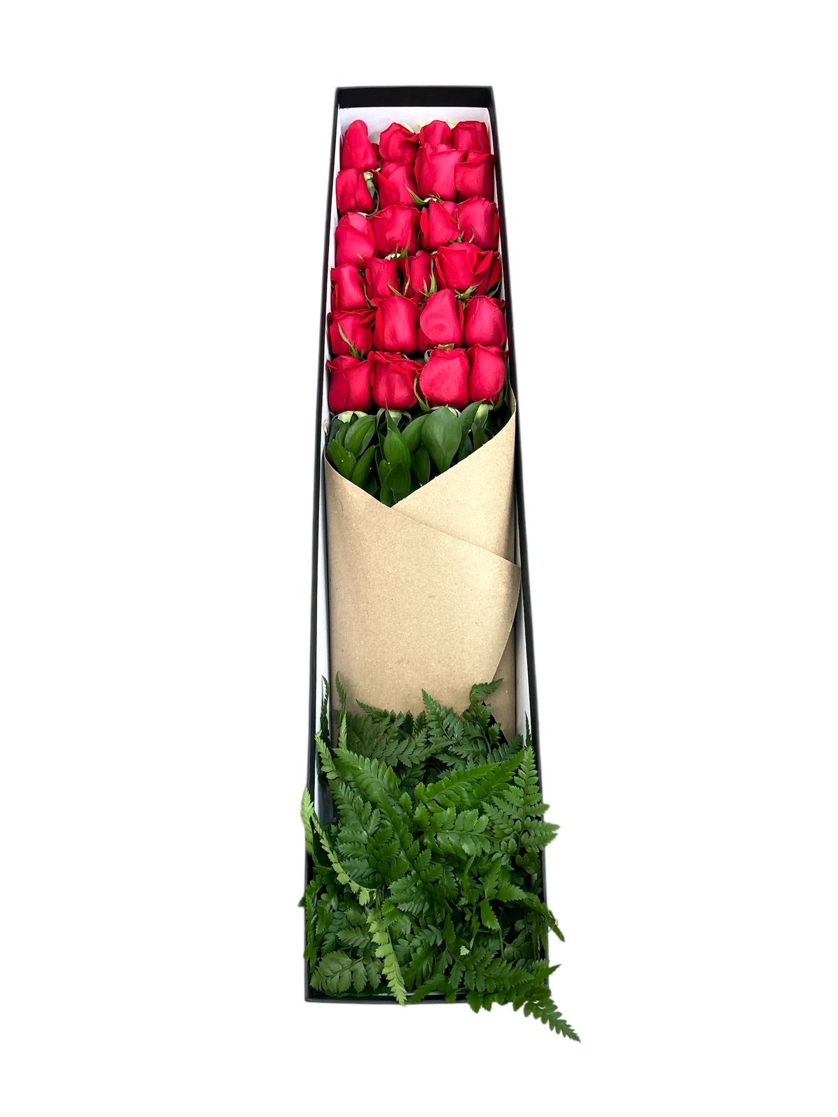 Lise-caja rectangular con 24 rosas rojas