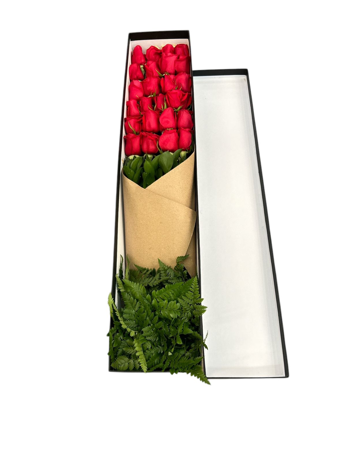 Lise-caja rectangular con 24 rosas rojas