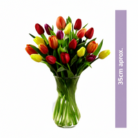 Liz - florero de vidrio con 30 tulipanes mixtos