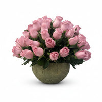 Luisa-maceta de cemento con 75 rosas rosas