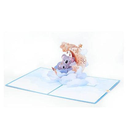 Tarjeta Pop Up 3D-Luna con mamá Kohala y su bebé