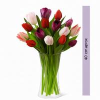 Marlene -florero de vidrio con 20 tulipanes de colores