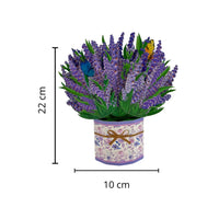 Tarjeta Pop Up 3D-Maceta de lavandas con mariposas