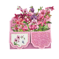 Tarjeta Pop Up 3D-Maceta de orquídeas rosas