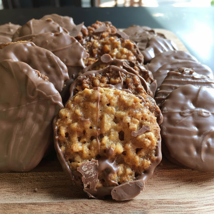 Mallorquina gold- galleta de cacao bañada en chocolate de leche con sal maldon