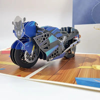 Tarjeta Pop Up 3D-Motocicleta azul