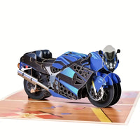 Tarjeta Pop Up 3D-Motocicleta azul