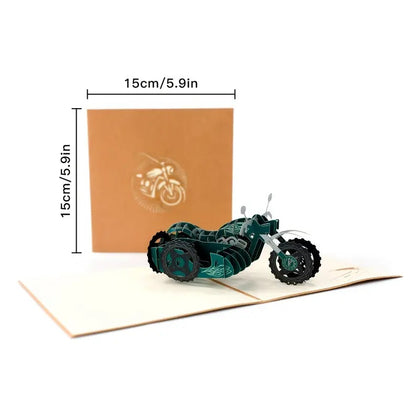 Tarjeta Pop Up 3D-Moto con Cabina para acompañante