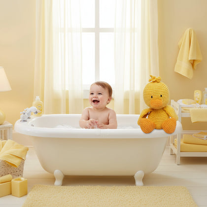 Oli-pato de peluche tejido a mano
