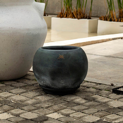 Maceta de barro -Modelo Oaxaca Meraki Textura Gris