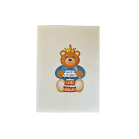 Tarjeta Pop Up 3D-Osito con pastel de cumpleaños