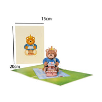Tarjeta Pop Up 3D-Osito con pastel de cumpleaños