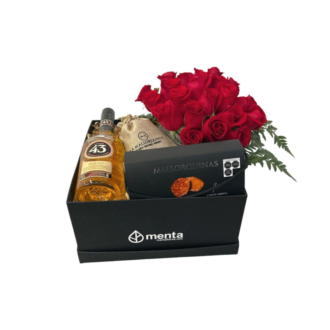 París- caja cuadrada negra con productos para celebrar