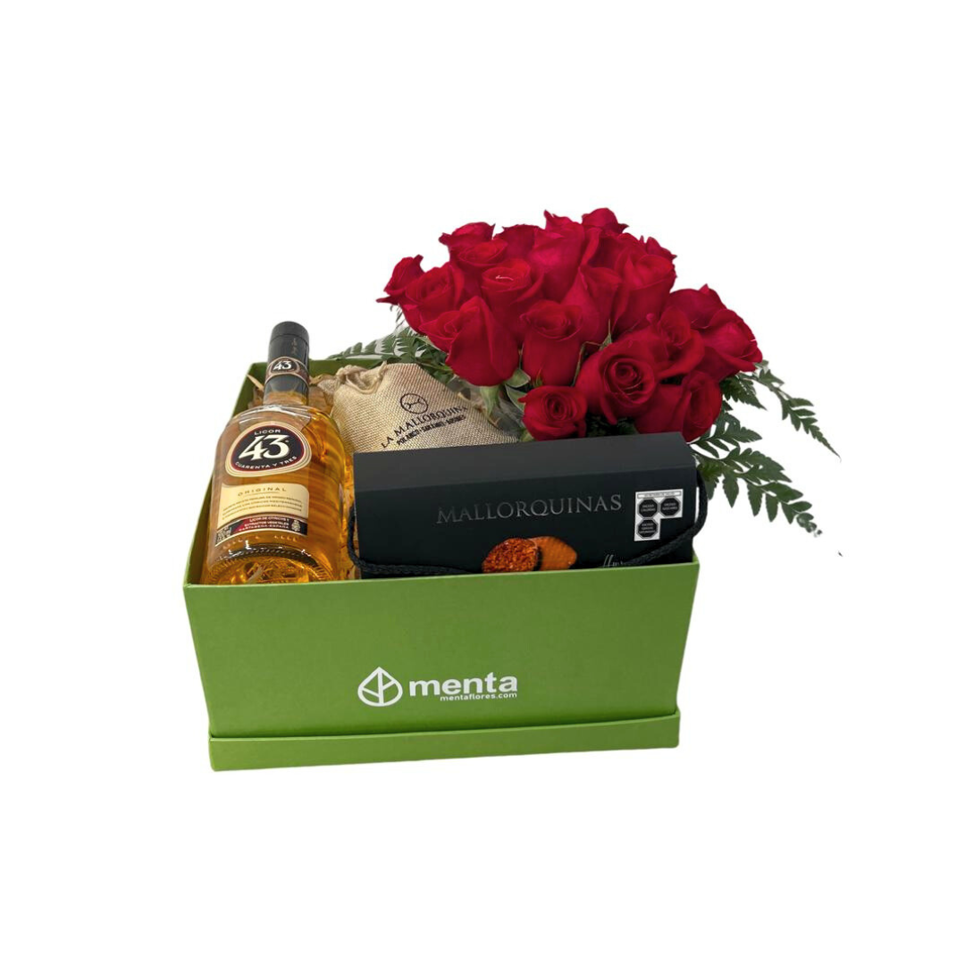 París- caja cuadrada verde con productos para celebrar