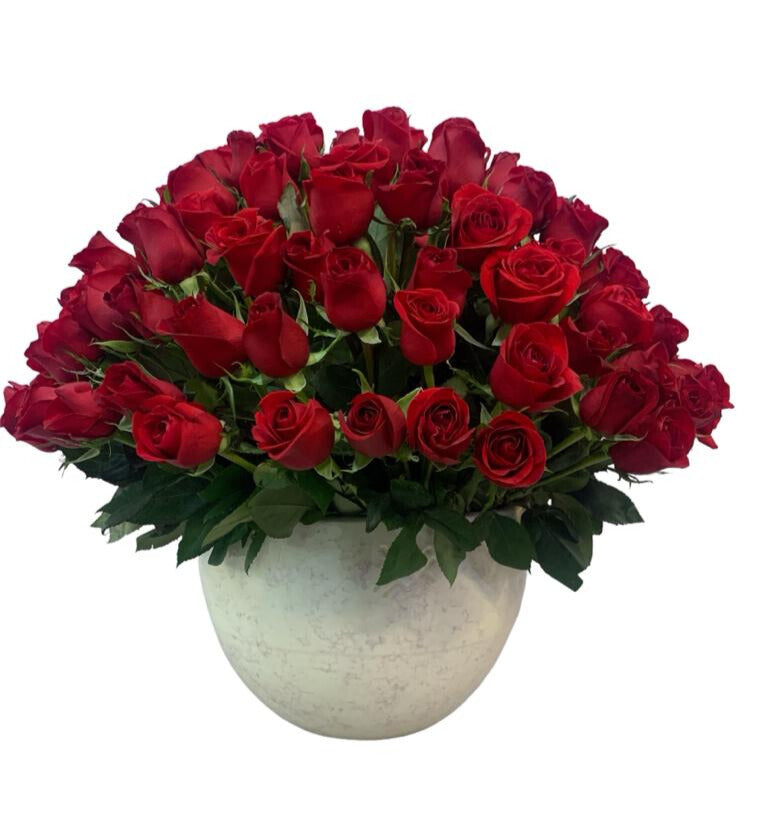 Etiqueta Española-base esmaltada con 125 rosas rojas