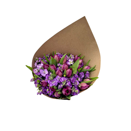 Ramo de 20 tulipanes morado