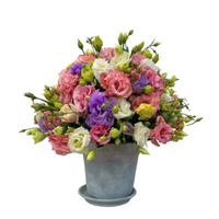 Rosy-base de cerámica con lisianthus de colores