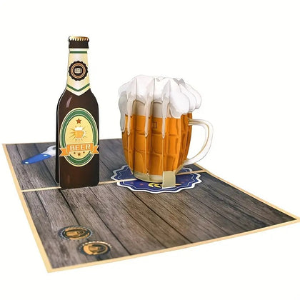 Tarjeta Pop Up 3D-Tarro y Cerveza