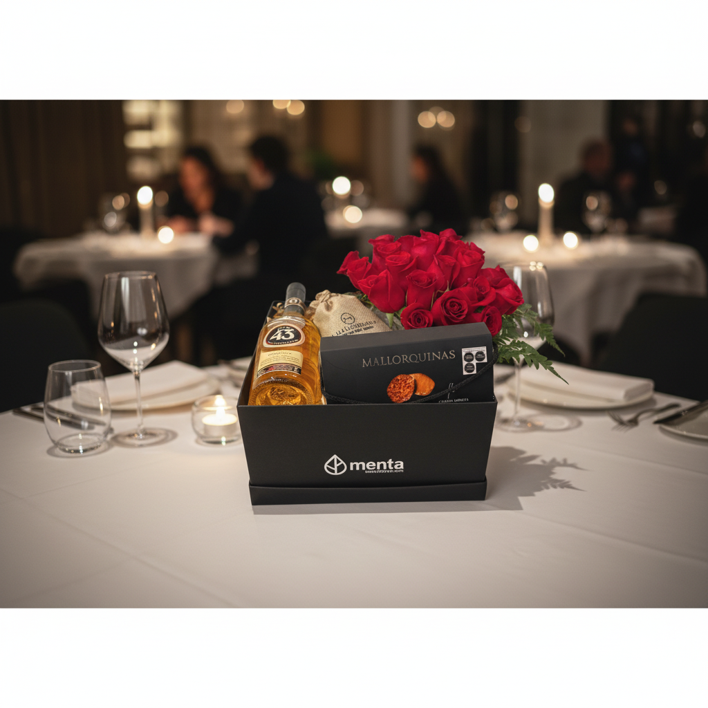 París- caja cuadrada negra con productos para celebrar