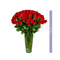Etiqueta Negra-florero de vidrio con 100 rosas rojas