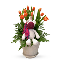 Carmen-maceta con 20 tulipanes y Unicornio de peluche