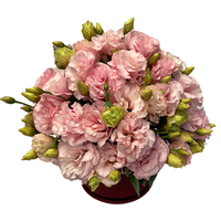 Florencia-Base de cerámica tinto con lisianthus rosa