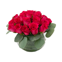 Mara-base de vidrio con rosas  fiusha