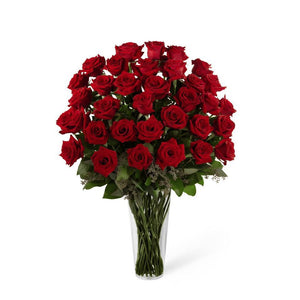 Isabela- Florero con 48 rosas rojas